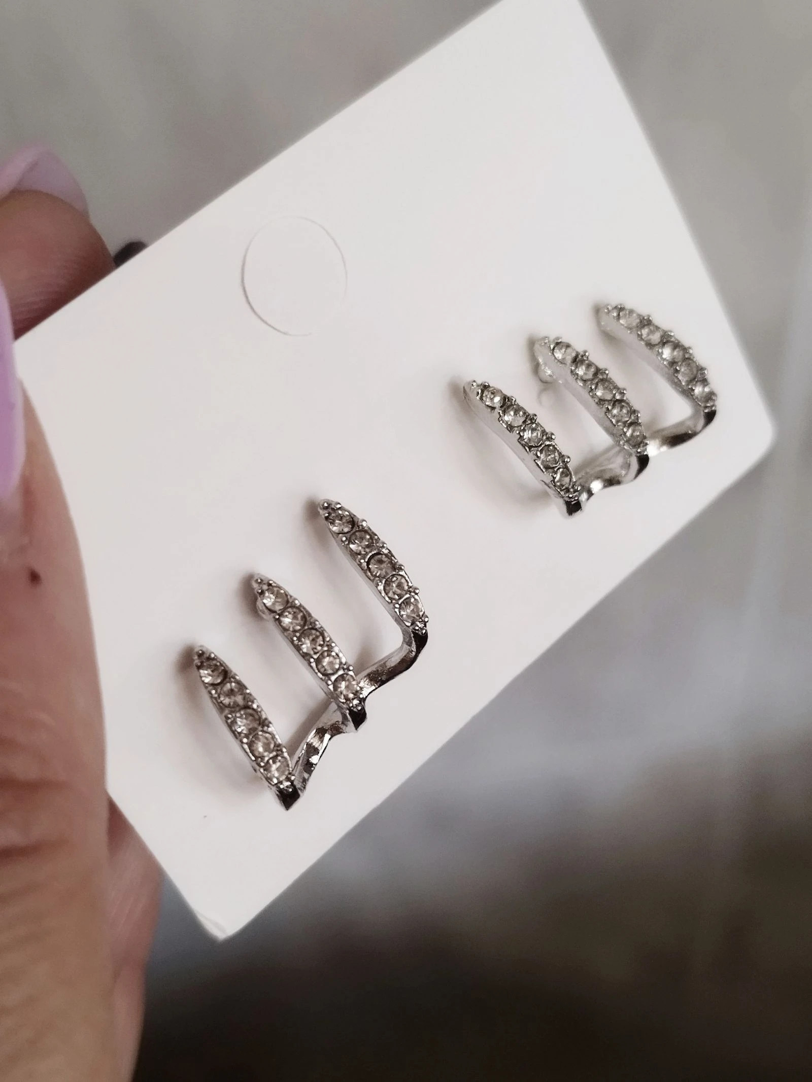 3-in-1 effect silver earrings with shine – photo 2